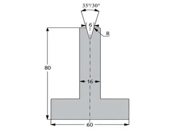 35° Dies, H=80mm, Amada Press Brake Tooling