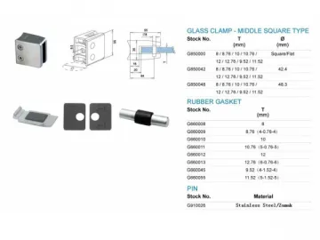 Zamak Middle Square Type Glass Clamp