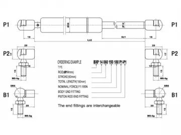 BXP 14/28 Adjustable Force Gas Spring