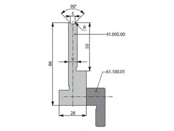 90° Dies,H=86mm, Amada Press Brake Tooling