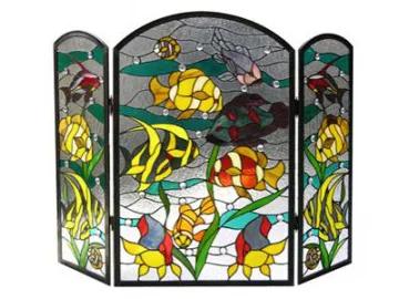 Stained Glass Fireplace Screen