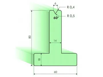 60° T-dies, H=80mm, Amada Press Brake Tooling