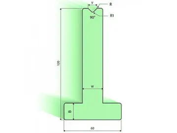 90° T-dies, H=120mm, Amada Press Brake Tooling