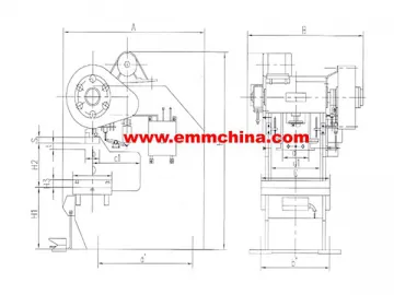 EMS21 Series C-Frame Deep-Throat Fixed Bolster Mechanical Presses