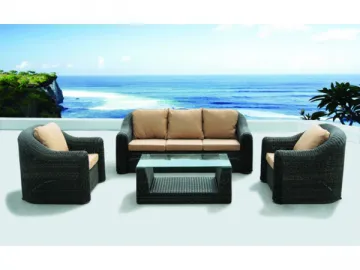 Aluminum Frame Wicker Sofa