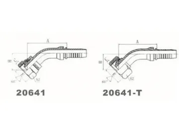 20641 45° Elbow Male Metric Fittings, 60° Cone Seat