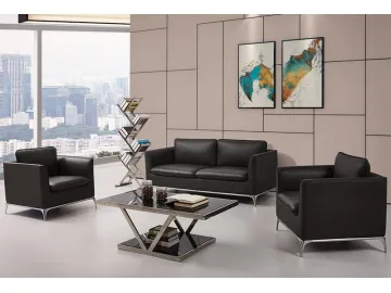 Black Leather Office Sofa