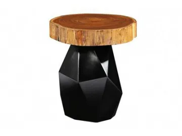 Teak Wood Drum Side Table