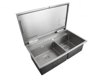 SER92006 Double Bowl Stainless Steel Kitchen Sink with Cover