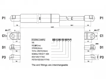 BXD 12/25 Gas Spring with Dynamic Damping