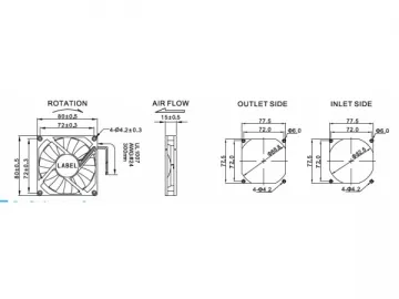 80×80×15mm DC Brushless Fan