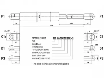 BXD 8/19 Gas Spring with Dynamic Damping