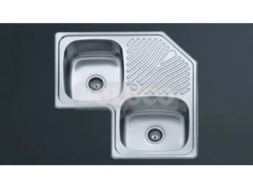 BL-866 Double Bowl Stainless Steel Corner Kitchen Sink