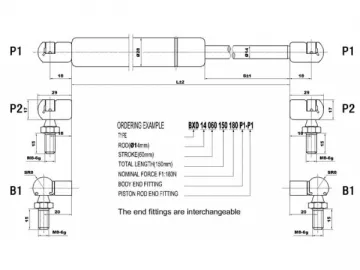 BXD 14/28 Gas Spring with Dynamic Damping