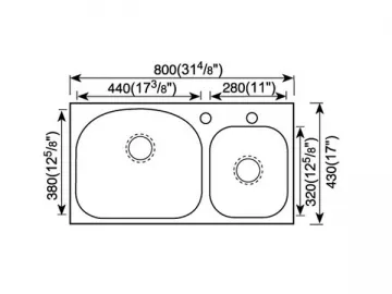 800MM-900MM Kitchen Sink