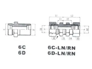 6C/6D Straight Bulkhead Adapter Fittings, DIN Standard