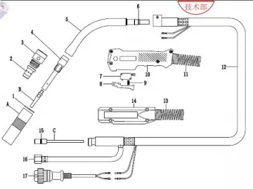 QTB-500A Wire Feed Welding Torch (Panasonic 500A)