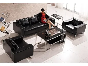 Modern Black Leather Sofa