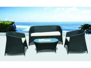 Aluminum Frame Wicker Sofa