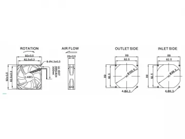 92×92×25mm DC Brushless Fan