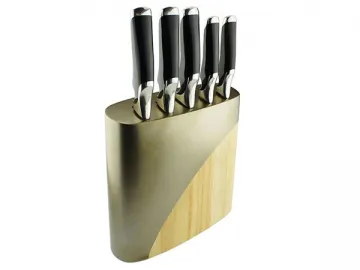 KD2 6-Piece Knife Set (5 Piece Kitchen Knives, Knife Block)