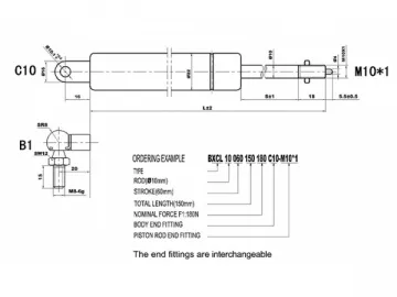 BXCL 10/22 Locking Gas Spring in Compression Direction