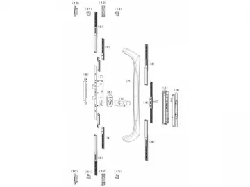 DH Lock with Pull Handle 600: 4 Leaf Sliding Door Fitting