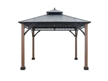 10' x 10' Hardtop Gazebo with Wood-style Posts and Galvanized Steel Roof