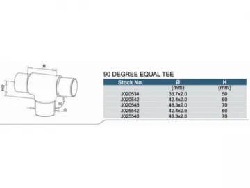 Stainless Steel 90 Degree Equal Tee