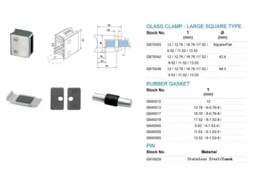 Zamak Large Square Type Glass Clamp