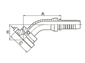 87641 SAE 6000 PSI Flange, 45° Elbow