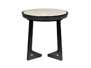 Marble Top Birch Wood Side Table