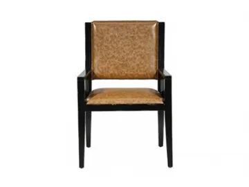 Wood Arm Leather Chair