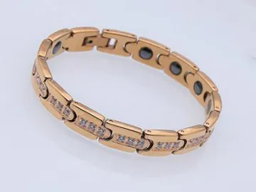 S1087 Healthcare Magnetic Stainless Steel Bracelet with Gold Appearance