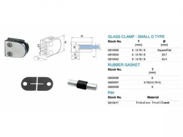 Zamak Small D Type Glass Clamp