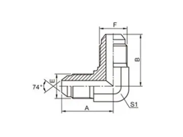 1J9 JIC Male 74˚ Cone Hose Adapter, 90˚ Elbow