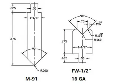 90° Forming Punches and Die Sets, Amada Press Brake Tooling
