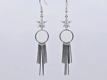 S925 Silver Tassel Earring,Bohemian Large Hoop Dangle Earrings with Fish Hook,Women Fashion Jewelry
