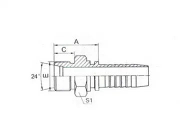 10511 Metric Straight Female 24° Cone Fittings with O Ring, Heavy Duty