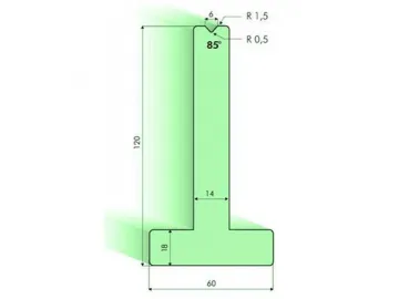 85° T-dies, H=120mm, Amada Press Brake Tooling