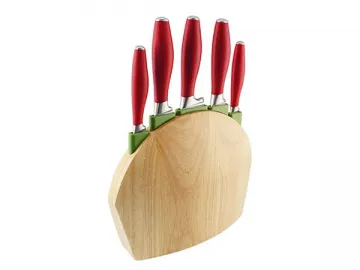 KD1 6-Piece Knife Set (5 Piece Kitchen Knives with POM Handle, Knife Block)