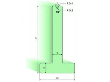 60° T-dies, H=120mm, Amada Press Brake Tooling