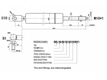 BXPL 10/28 Adjustable Force Lockable Gas Spring