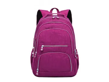 CBB4712-1 Washed Wrinkled Nylon School Bag, 12.2" x 5.5" x 16.5" Girl School Backpack