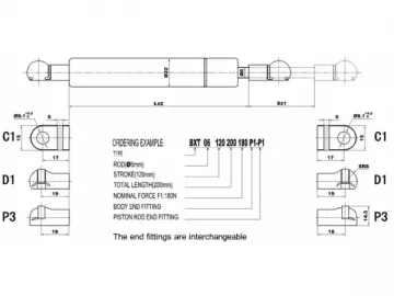 BXT 6/22 Traction Gas Spring