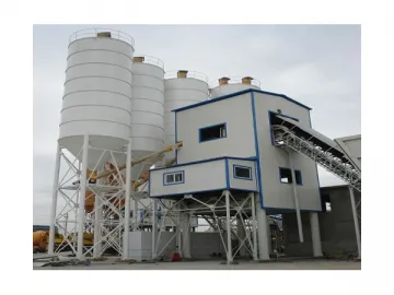 Stationary Concrete Batching Plant with Belt Conveyor Feeding