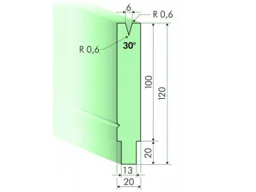 30° Dies, H=100mm, Amada Press Brake Tooling