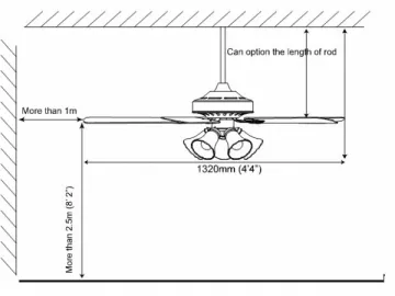 CT52505 52 Inch 5 Rattan Blade Ceiling Fan