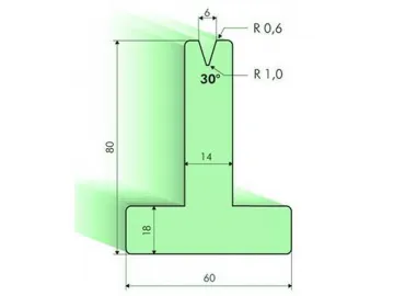 30° T-dies, H=80mm, Amada Press Brake Tooling