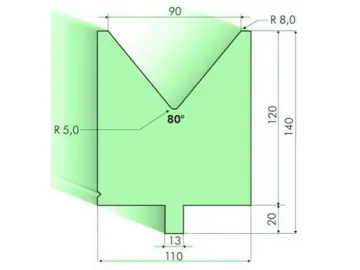 80° Dies, H=120mm, Amada Press Brake Tooling